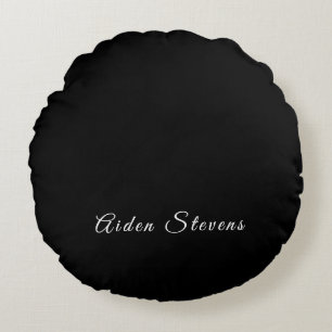 Coussins Ronds Noir et blanc minimaliste élégant Ajouter un nom