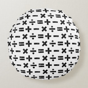 Coussins Ronds Noir et blanc Tous les symboles mathématiques Lino