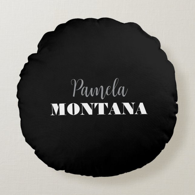 Coussins Ronds Noir minimaliste personnel moderne (Devant)