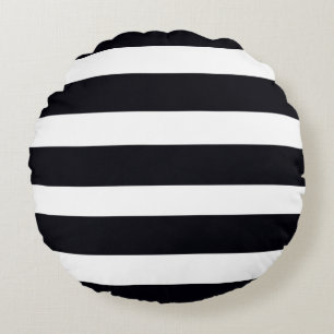 Coussins Ronds Noir moderne chic et blanc de carreau barrés