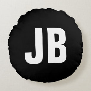 Coussins Ronds Noir sobre simple et tendance initiales monogramme