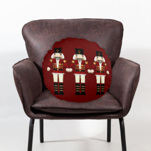 Coussins Ronds Noisette rouge et rennes Noël