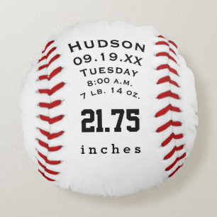 Coussins Ronds Nom de baseball personnalisé et statistiques de bé