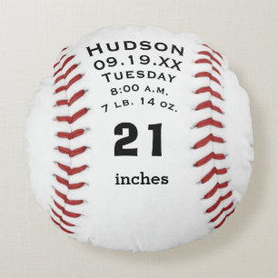 Coussins Ronds Nom de baseball personnalisé et statistiques de bé