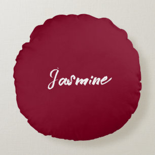 Coussins Ronds Nom de calligraphie minimaliste mûre et blanc