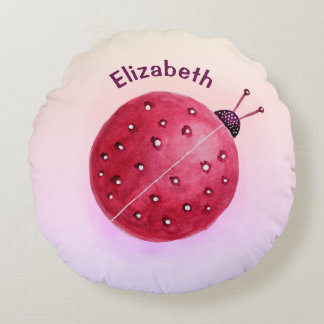 Coussins Ronds Nom de la fille rose jote Ladybug