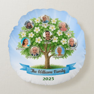 Coussins Ronds Nom de l'arbre de famille Mémoire photo Accueil Dé