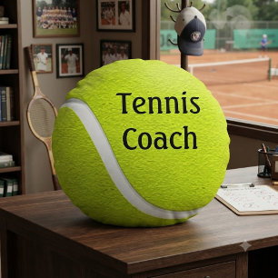 Coussins Ronds Nom de l'entraîneur de tennis jaune DRÔLE