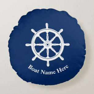 Coussins Ronds Nom du bateau Navires nautiques Roue Helm Marine B