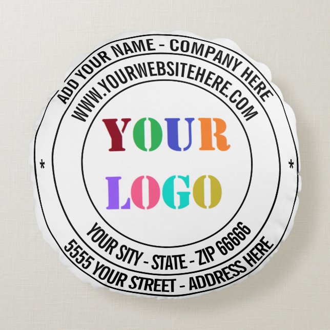 Coussins Ronds Nom du logo du texte personnalisé Adresse Site Web (Devant)