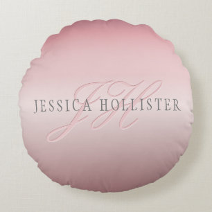 Coussins Ronds Nom et monogramme   Blush en FAUX or rose doux