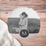 Coussins Ronds Nom et photo personnalisés minimalistes Pastel Pin<br><div class="desc">Nom et photo personnalisés minimalistes Pastel Pink</div>