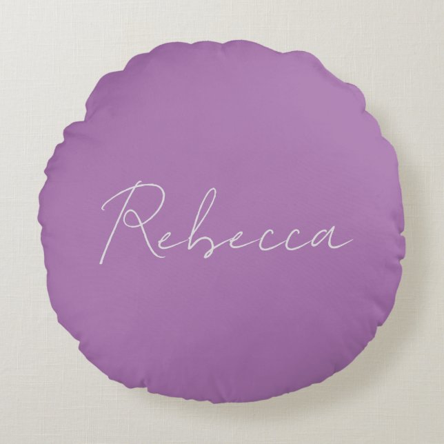 Coussins Ronds Nom minimaliste manuscrit Plain Lavender rose (Devant)