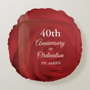 Coussins Ronds Nom personnalisé Anniversaire du prêtre Ordination