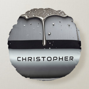 Coussins Ronds Nom personnalisé avec métal liquide qui coule