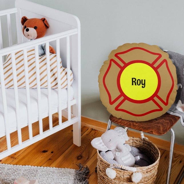 Coussins Ronds Nom personnalisé du pompier (Créateur téléchargé)