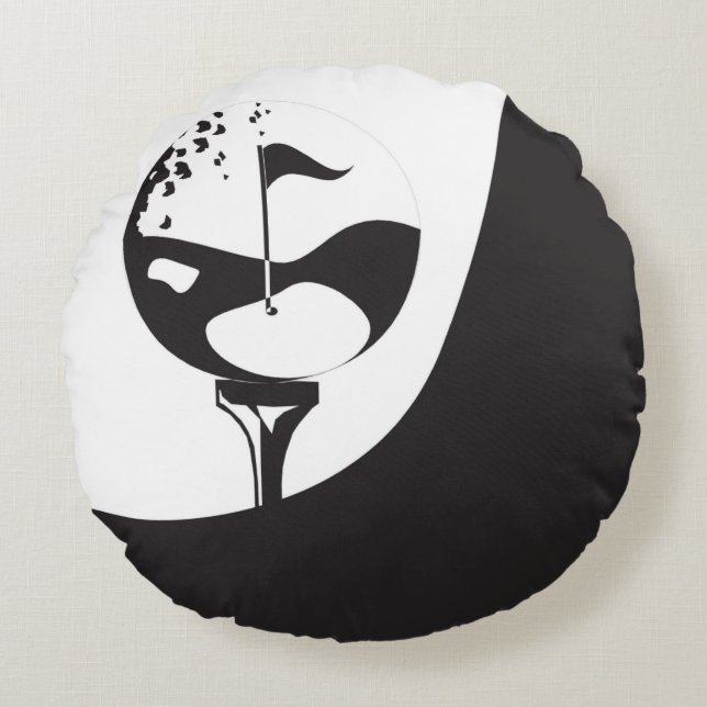 Coussins Ronds Nom personnalisé Hello Black and White Golf (Devant)