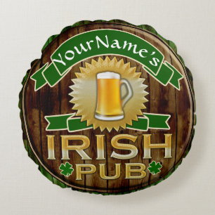 Coussins Ronds Nom personnalisé Irish Pub Signer la Saint Patrick