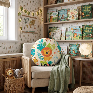 Coussins Ronds Nom personnalisé Jungle Fun
