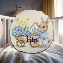 Nom personnalisé Lapin avec Fleurs Bleues