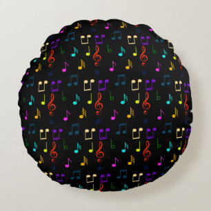 Coussins Ronds Notes de Musique Cadeaux pour Musiciens Amoureux d