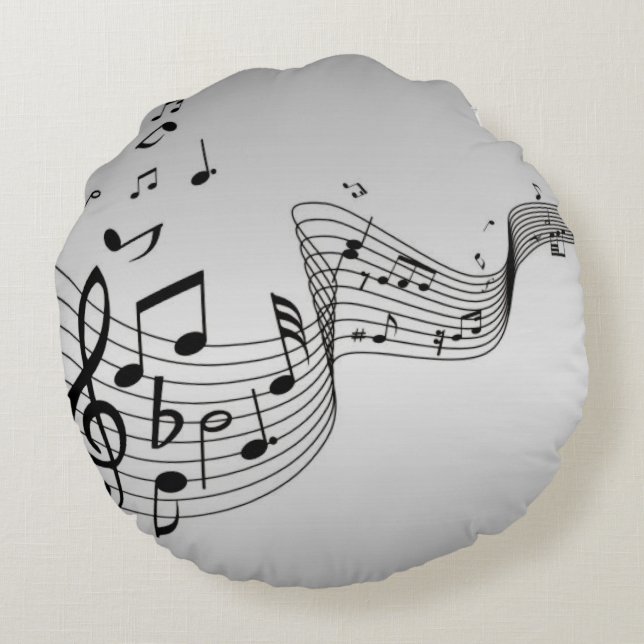Coussins Ronds Notes de musique sur argent (Dos)