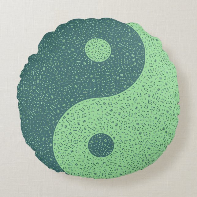Coussins Ronds Notes musicales Yin Yang (Devant)