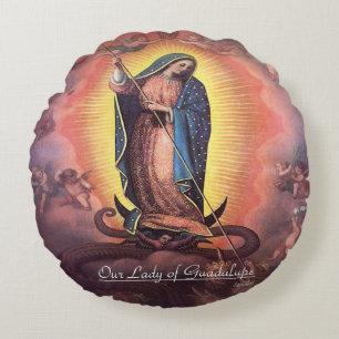 Coussins Ronds Notre Dame de Guadalupe Rev12
