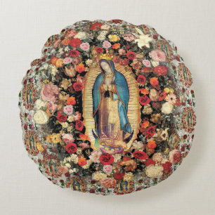 Coussins Ronds Notre-Dame de Guadalupe Vierge Marie Saint catholi