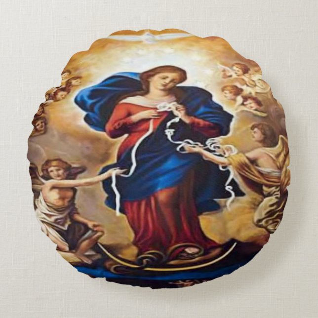Coussins Ronds Notre Dame Dénoueuse de Nœuds (Devant)