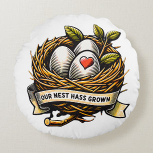 Coussins Ronds Notre Nid A Cultivé L'Amour Familial