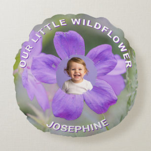 Coussins Ronds Notre petite fleur sauvage Lilas Géranium Photo pe