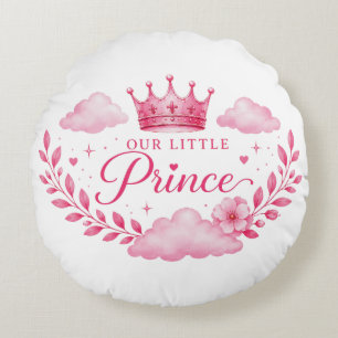 Coussins Ronds Notre Petite Princesse Couronne Rose Bébé Fille