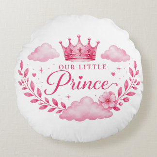 Coussins Ronds Notre Petite Princesse Couronne Rose Bébé Fille
