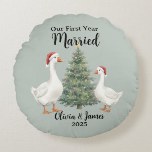 Coussins Ronds Notre première année de mariage Canard de Noël per