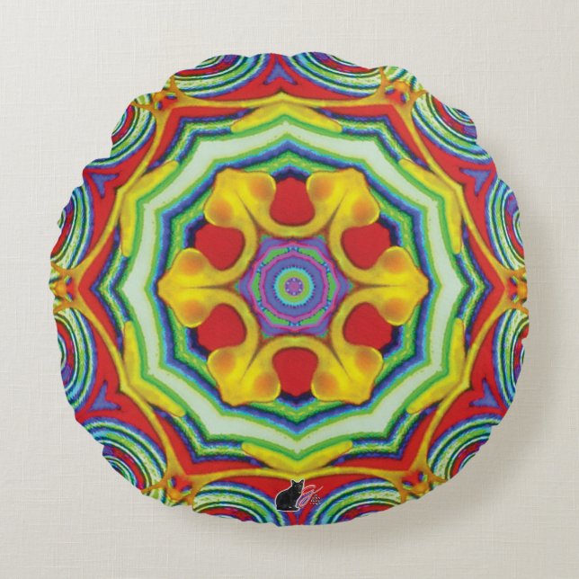 Coussins Ronds Nouilles Kaleidoscope (Devant)