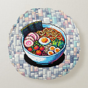 Coussins Ronds Nouilles Pixel Art Ramen