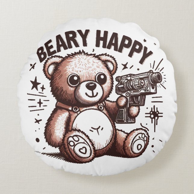 Coussins Ronds Nounours Beary Happy (Devant)