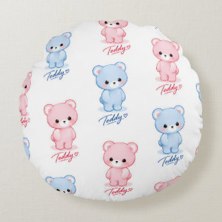 Coussins Ronds Nounours en peluche Enfance douce