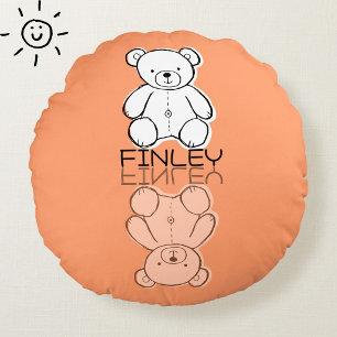Coussins Ronds Nounours en peluche rose mignon réflexion Doodle n
