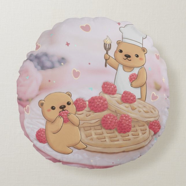 Coussins Ronds Nounours et gaufres (Devant)