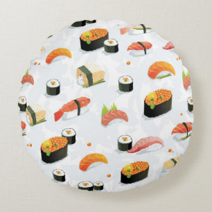 Coussins Ronds Nourriture japonaise : Motif de sushi