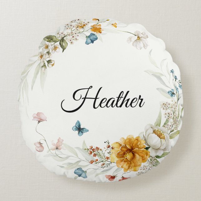 Coussins Ronds Nourriture pour bébé Décor Aquarelle Floral (Devant)