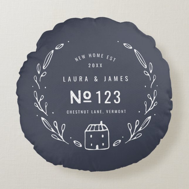 Coussins Ronds Nouvelle maison dessin floral dessiné à la main (Devant)