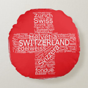 Coussins Ronds Nuage de mots drapeau Suisse Vintage