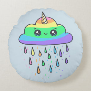 Coussins Ronds Nuage d'Unicorne arc-en-ciel