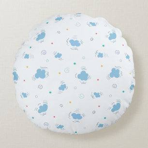 Coussins Ronds Nuages Bleus Floconneux & Motif de Tourbillons de 