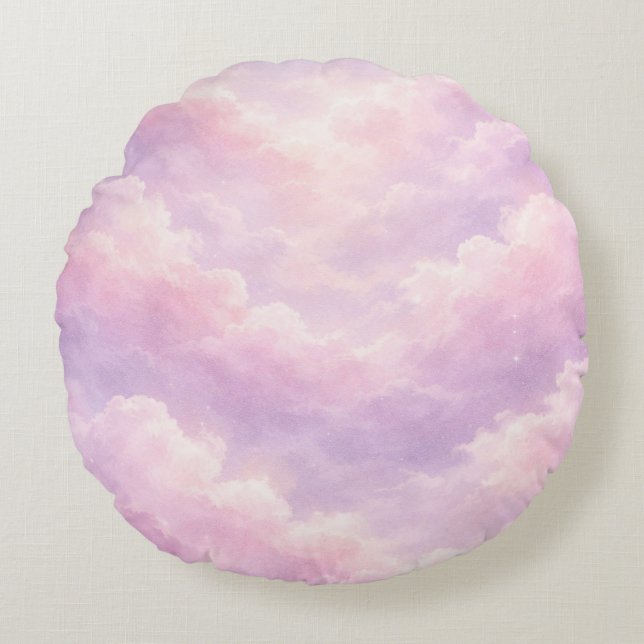 Coussins Ronds Nuages de barbe à papa de rêve (Devant)