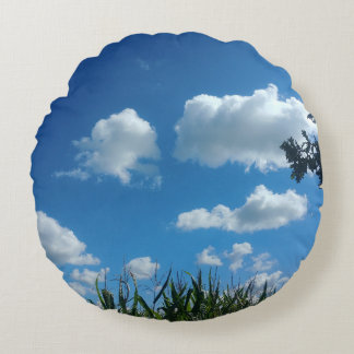Coussins Ronds Nuages Et Ciel Bleu