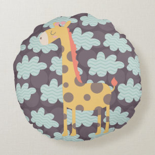 Coussins Ronds Nuages et girafes